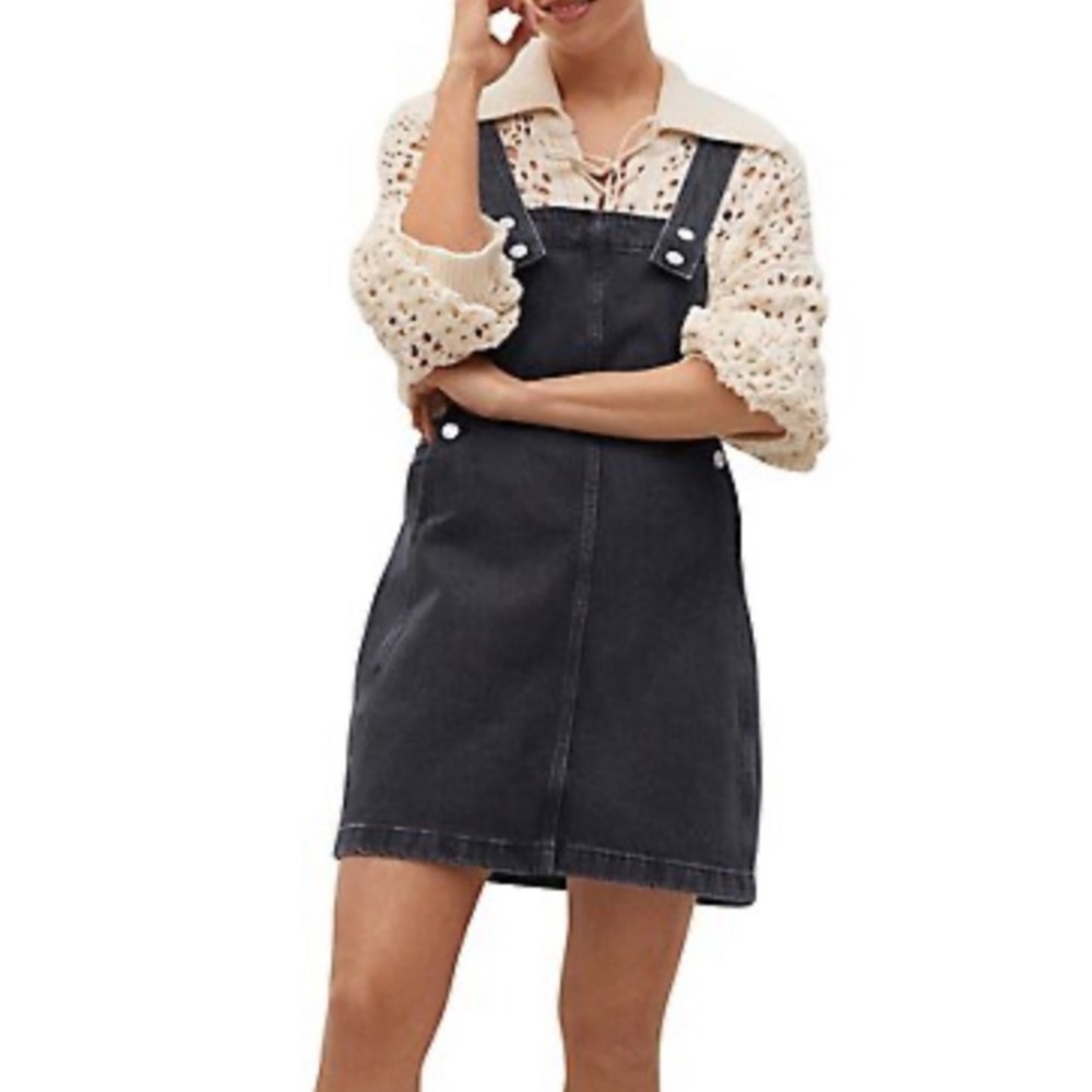 MANGO Denim Pinafore Dress